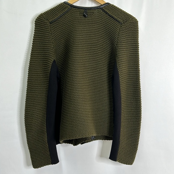 Jazmin Chebar Uruguay chunky knit genuine leather lined full zip pocketed jacket - Picture 7 of 8